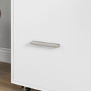 Mobile Archivio da Ufficio 76L x 40P x 75,5A cm con Ruote e Ripiano Aperto Ampio Cassetto in Trcuciolato Bianco      