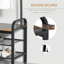 Appendiabiti Panchina per Ingresso con Scarpiera 72x34x185 cm in Legno MDF e Metallo 