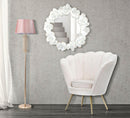 Specchio Bianco Flower 82x2,6x85,5 cm in Ferro Specchio e MDF Bianco e Oro