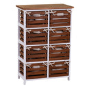 Cassettiera 8 Cassetti in Legno 58x30x85cm Atena Noce e Bianca