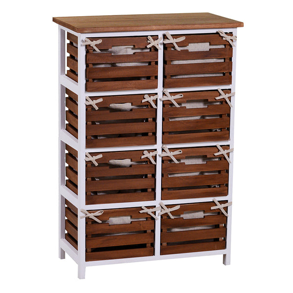 sconto Kommode mit 8 Schubladen aus Holz 58x30x85cm Adami Atena Nussbaum und Weiß