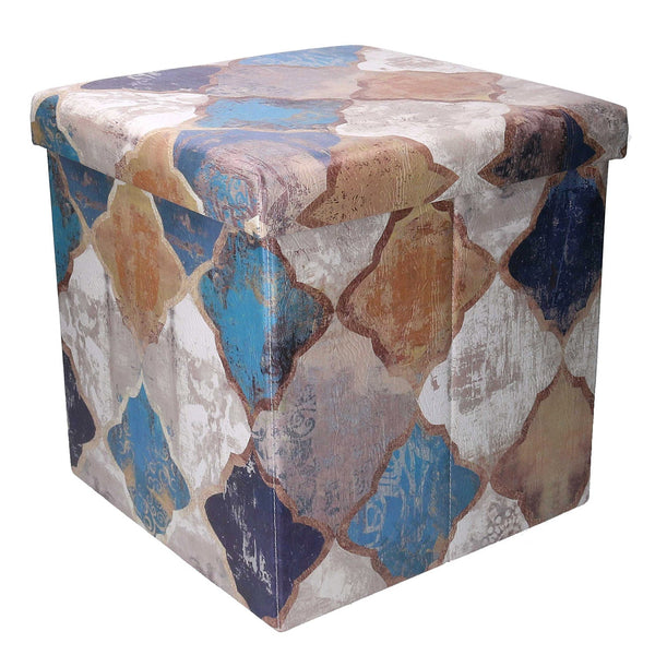 sconto Faltbarer Hocker in marokkoblauem Quadrat cm 38x38xh38 aus Kunstleder