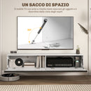 Mobile Sospeso con Armadietti con Ante a Ribalta 160x35x30 cm in Legno Bianco Lucido   