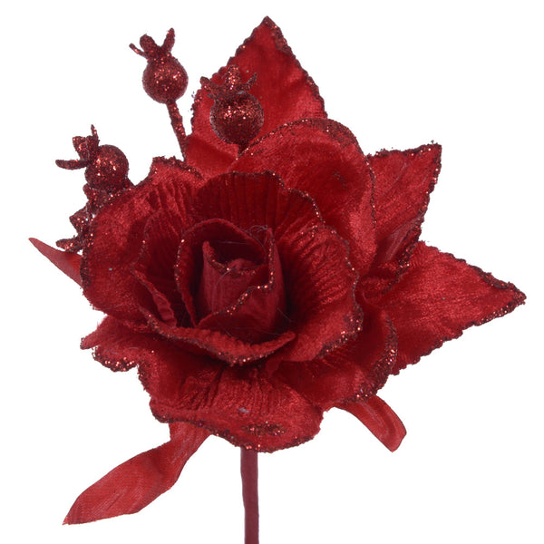 online Set mit 24 Rosenpflückern und roten Beeren Ø10 cm
