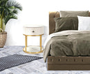 Comodino Montpellier Crema Ø 42x48 cm in Ferro Legno 