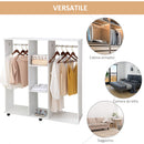 Armadio Guardaroba Aperto 120x40x128 cm 2 Aste e 3 Ripiani in Legno Ingegnerizzato Bianco  