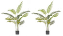 Set 2 Piante Artificiali di Kenzia Ø90x120 cm in Plastica con Vasi Verde