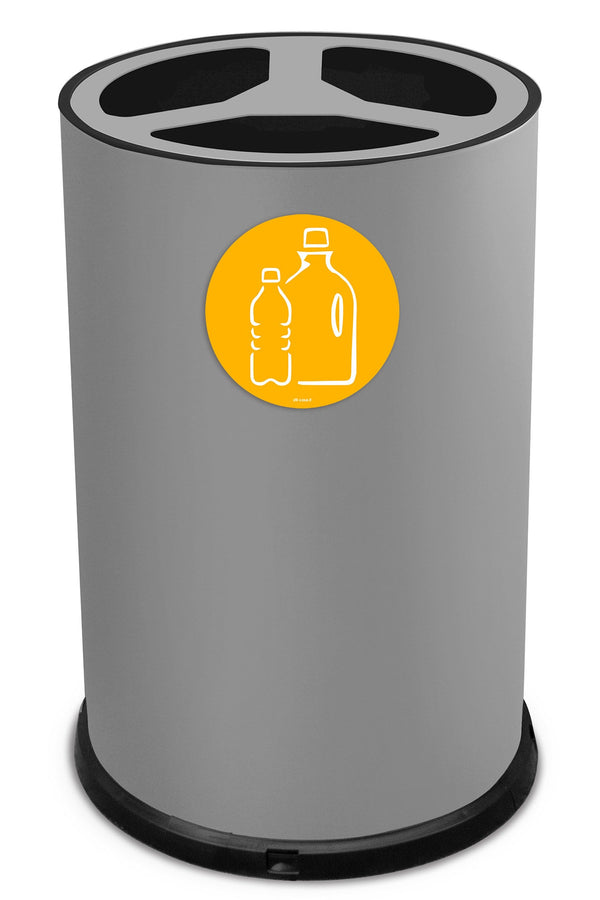 Pattumiera Per Raccolta Differenziata Ø45xh72 cm In Acciaio Verniciato 3 Scomparti Grigio sconto