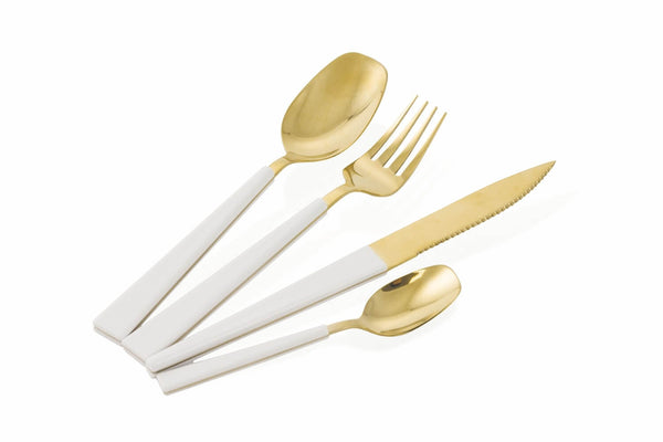 Service Set Besteck 24-teilig in Stahl Villa d'Este Home Tivoli Gold Set Weiß prezzo