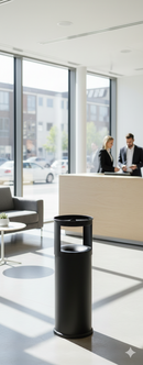 Pattumiera Gettacarte Ø25xh80 cm Autoestinguente Posacenere in Acciaio Verniciato Nero