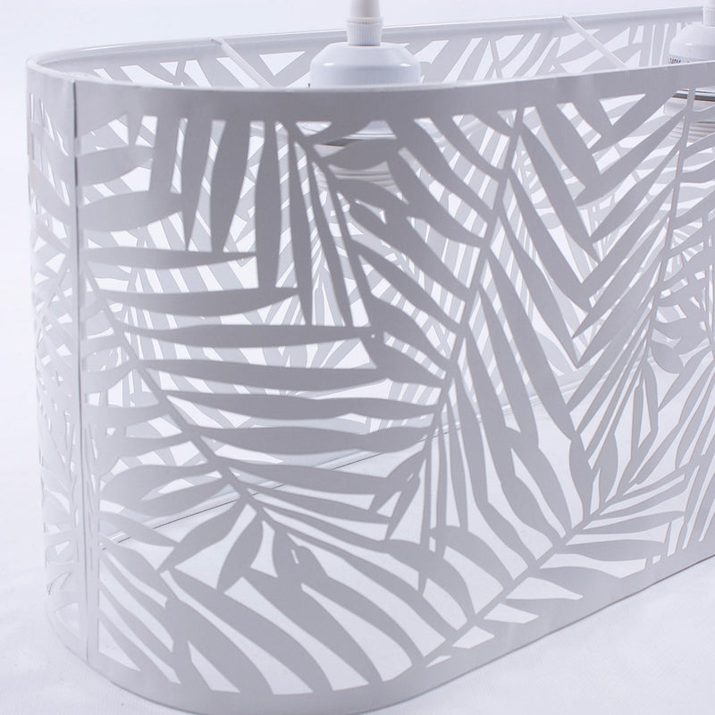 Lampadario a 3 Luci 75x20xH23 cm Ovale in Metallo Bianco