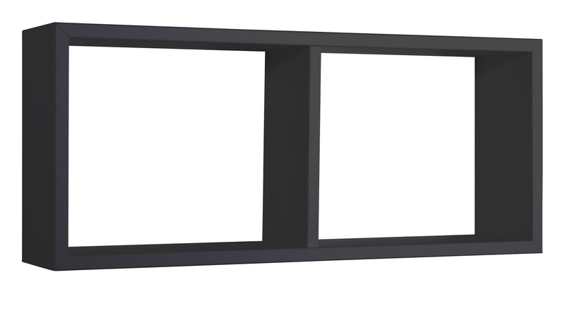 Mensola Rettangolare 2 Scomparti da Parete 70x30x15,5 cm in Fibra di Legno Morgana Nero
