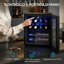 Cantinetta Vino Refrigerata 12 Bottiglie 36L Temperatura Regolabile 4-16°C con Vetro Anti UV Nero      