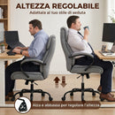 Sedia Ufficio Ergonomica 71x80x110-118A cm Portata 220kg Girevole in Tessuto Effetto Lino Grigio Chiaro      