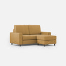 Divano 2 Posti con Pouf 148x155x85 cm Sakar in Tessuto Ocra