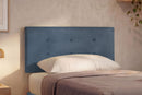 Letto 1 Piazza e Mezza con Rete Rivestita Microfibra Blu Tessis Testata Button Varie Misure