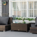 Tavolino da Giardino in Rattan Sintetico con Piano in Vetro Temperato Marrone 85x50x39 cm 