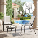 Set 2 Sedie da Giardino 54x71x93 cm Impilabili con Braccioli Curvi in Acciaio e Tessuto Traspirante Grigio Chiaro      