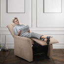 Poltrona Alzapersona Elettrica 1 Motore 80x86x107 cm in Tessuto Beige