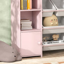 Scaffale Portagiochi per Bambini 140x30x90 cm con 8 Contenitori Rimovibili e Armadietti in MDF Rosa      