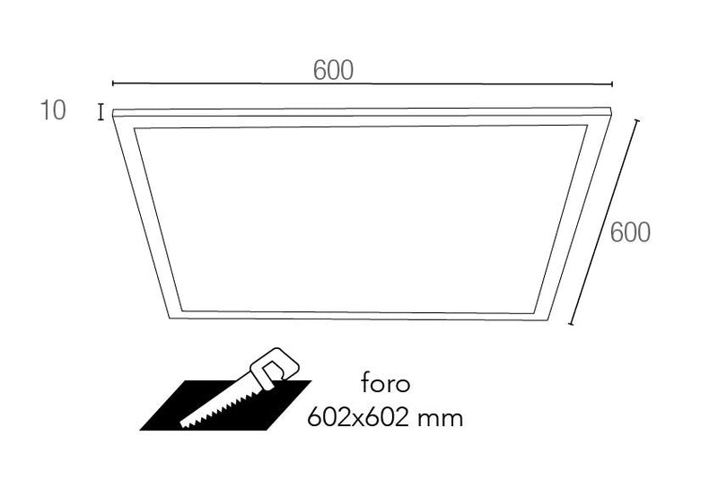 Faretto Incasso Alluminio Quadrato Bianco Controsoffitto Led 40 watt 5000 K