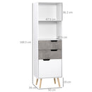 Mobile 3 Cassetti e 2 Ripiani 50x39x169,5 cm in Truciolato e Legno di Pino Grigio Bianco