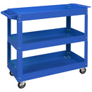 Carrello Porta Attrezzi a 3 Livelli 83x35,3x76 cm con Bordi Alti e 4 Ruote Girevoli in Acciaio Blu      