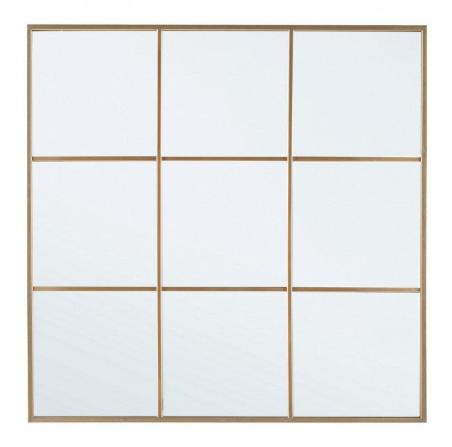 Specchio con Cornice Window Nucleos Oro in Metallo