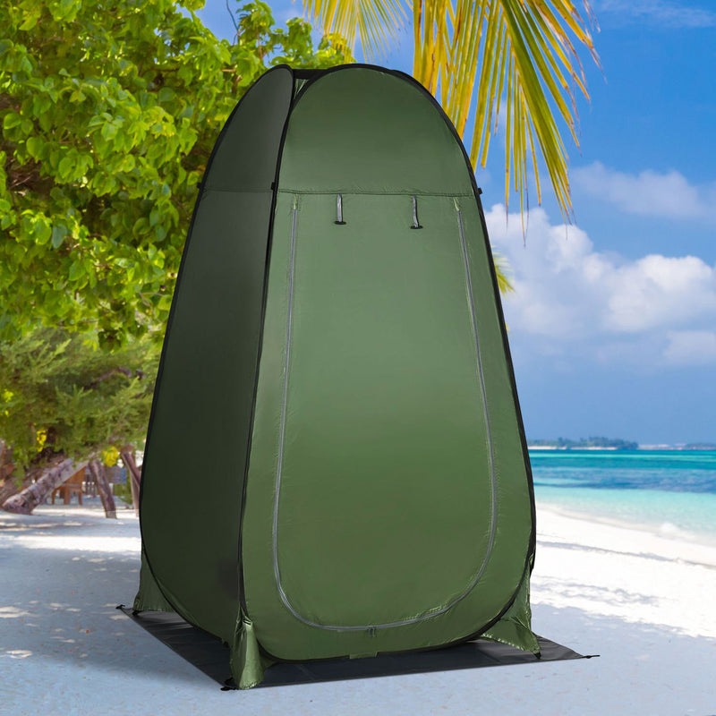 Tenda da Doccia Pop Up Impermeabile 126x124x189 cm con Porta a Cerniera Verde Scuro   
