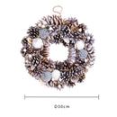 Set 2 Corone Natalizie con Pon Pon Ø30 cm Bianco/Grigio