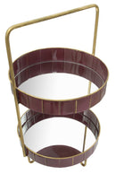 Svuota Tasche Double Glam 36,5x34,5x56,5 cm in Ferro e Specchio Bordeaux e Oro