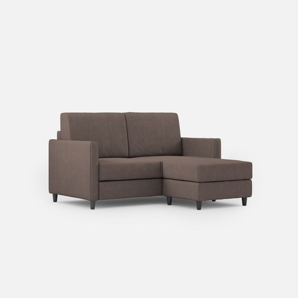 online Divano 2 Posti con Pouf 138x155x85 cm Karay in Tessuto Talpa