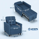 Poltrona Letto Pieghevole 69x82x85 cm con Schienale Regolabile e Cuscino in Tessuto Effetto Lino Blu      