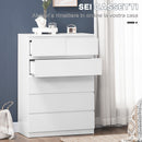 Cassettiera 6 Cassetti con Design Antiribaltamento 80x39x115 cm in Truciolato Bianco