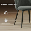 Set 2 Sedie da Pranzo 52x55x79 cm Imbottite con Schienale a Conchiglia in Velluto Grigio      