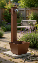 Fontana da Giardino con Rubinetto Base Vaschetta e Portagomma Belfer 42/QRRV Ruggine