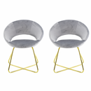 Set 2 Sedie Vintage 58x64x83 cm in Tessuto Effetto Velluto Greta Grigio