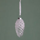 Set 4 Addobbi Natalizi Pigna da Appendere 4,5x10 cm in Vetro