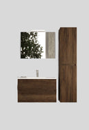 Mobile da Bagno Sospeso con Lavabo 70 cm e Specchio Urano Light Noce Scuro      