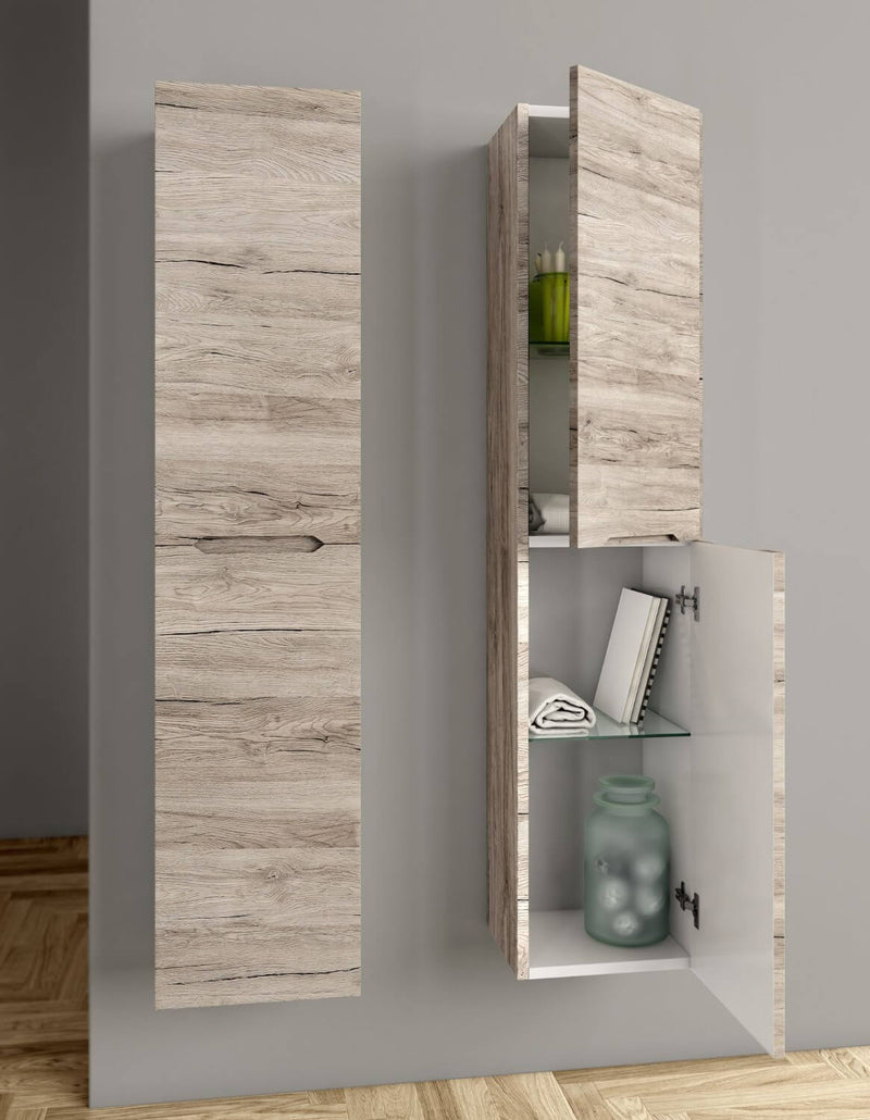 Mobile da Bagno a Colonna 2 Ante in Mdf 35x30x160cm TFT Swing Rovere con Nodi