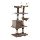 Albero Tiragraffi il Legno con Rivestimento Morbido Marrone chiaro 60x35x135 cm 