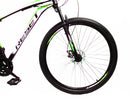 Bicicletta Mountain Bike per Ragazzi 27,5" MTB Derek 21V in Acciaio Nero e Verde Fluo