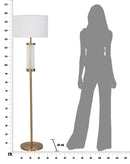 Lampada da Terra Ottoman Ø40x158 cm in Ferro e Vetro e Tessuto Oro e Bianco