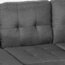 Divano 3 Posti con Pouf 186x138x91,5 cm in Poliestere Grigio