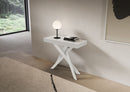 Consolle Allungabile 90-300x40x77 cm Saki Premium Bianco Frassino Gambe Bianche 