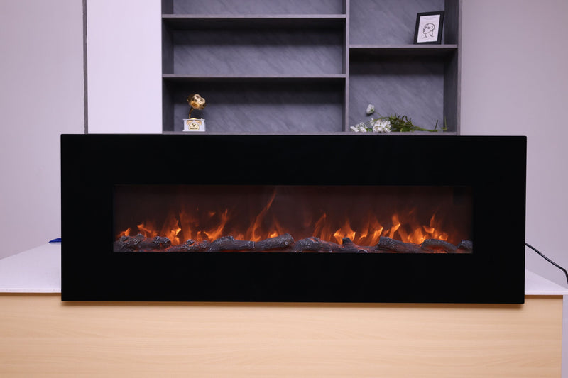 Camino Elettrico da Parete 152x55x13,8 cm 1500W Effetto Fiamma Sined Aprica Nero