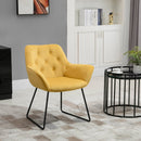 Poltroncina Imbottita 70x66,5x82 cm in Tessuto Effetto Velluto Giallo