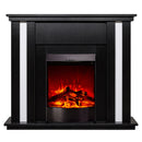 Camino Elettrico da Pavimento 95x110x27 cm Effetto Fiamma 1600W Gustavo & Corsica Nero/bianco