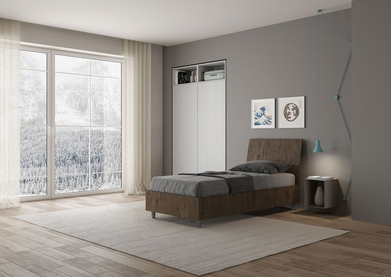 Letto Singolo Demas Testata Inclinata  Noce Varie Misure