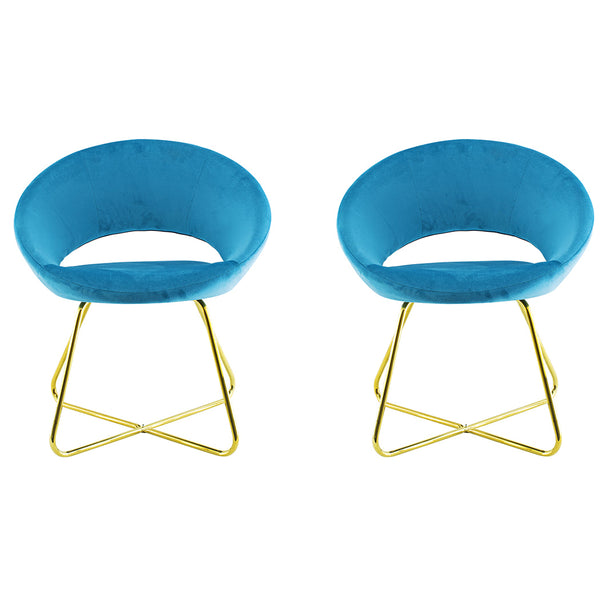 Set mit 2 Vintage-Stühlen 58 x 64 x 83 cm in Stoff mit Samteffekt in Greta Blue sconto